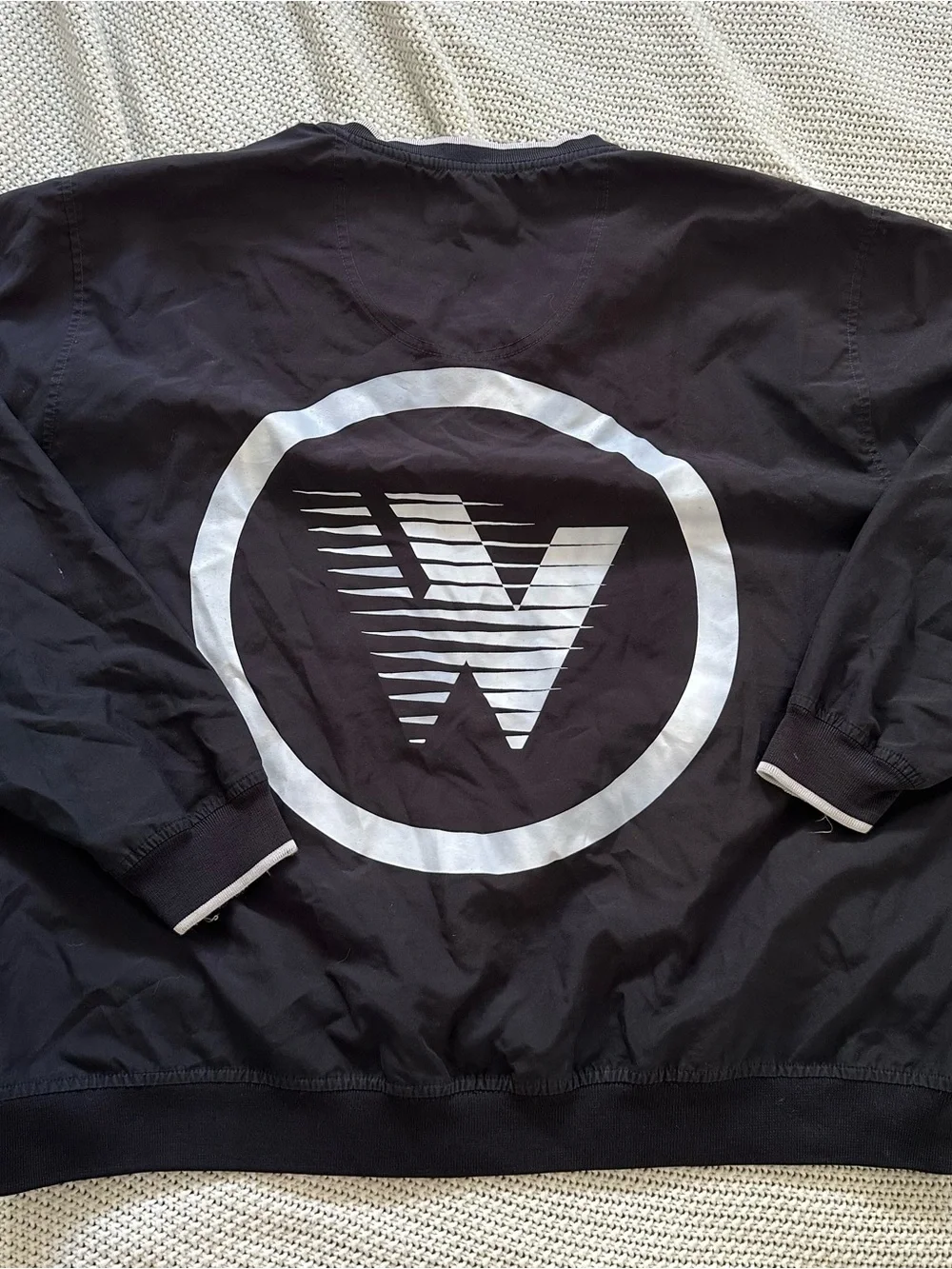 Wedge Black V-Neck Golf Windbreaker Pullover Jacket Men’s Large
